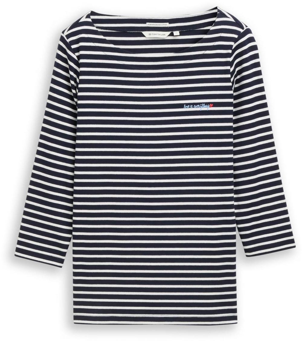 TOM TAILOR Tričko  námornícka modrá / biela