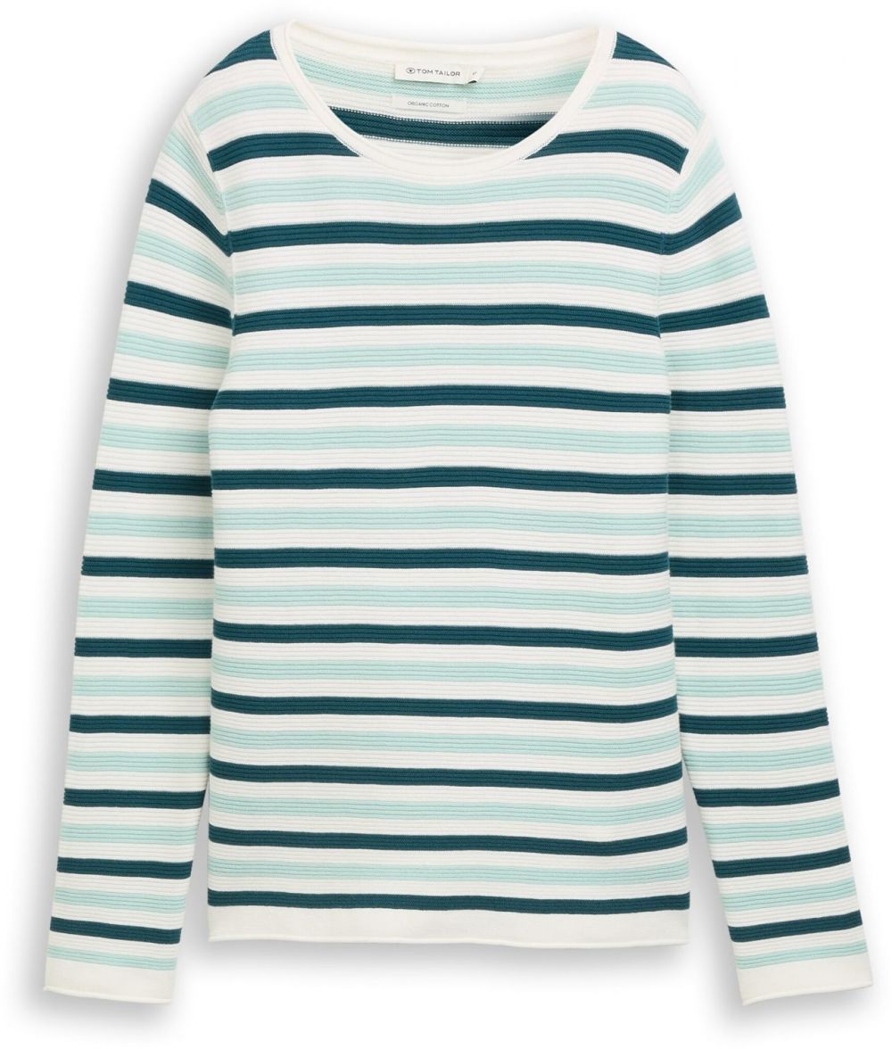 TOM TAILOR Sveter  svetlobéžová / petrolejová / mätová