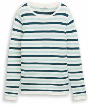 TOM TAILOR Sveter  svetlobéžová / petrolejová / mätová