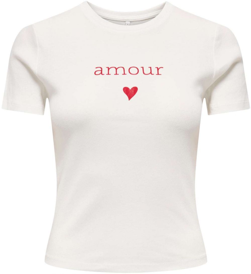 ONLY Tričko 'ONLKIRA'  červená / biela