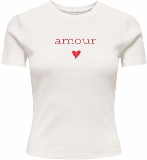 ONLY Tričko 'ONLKIRA'  červená / biela