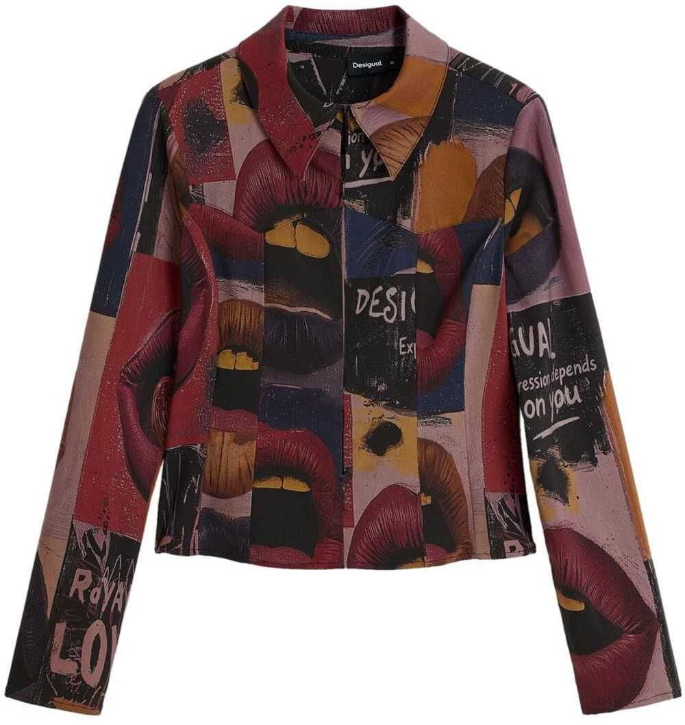 Desigual Tričko  tmavobéžová / brokátová / merlotová / čierna
