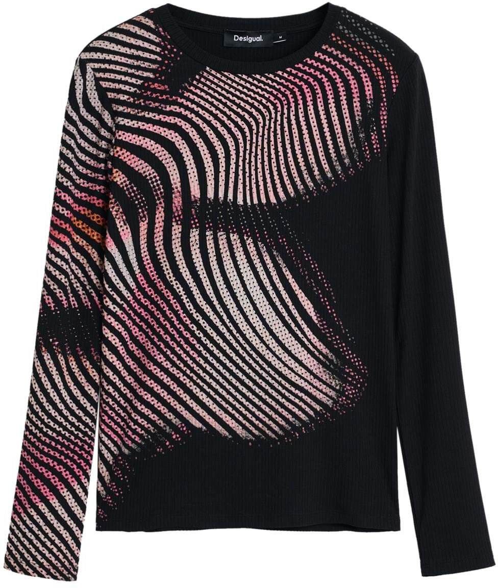Desigual Tričko  eozín / čierna / biela