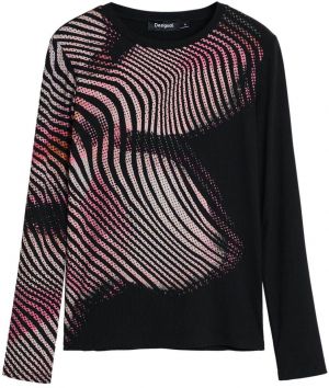 Desigual Tričko  eozín / čierna / biela