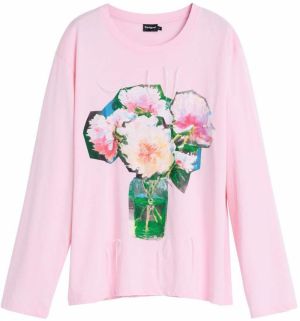 Desigual Tričko  nebesky modrá / trávovo zelená / ružová