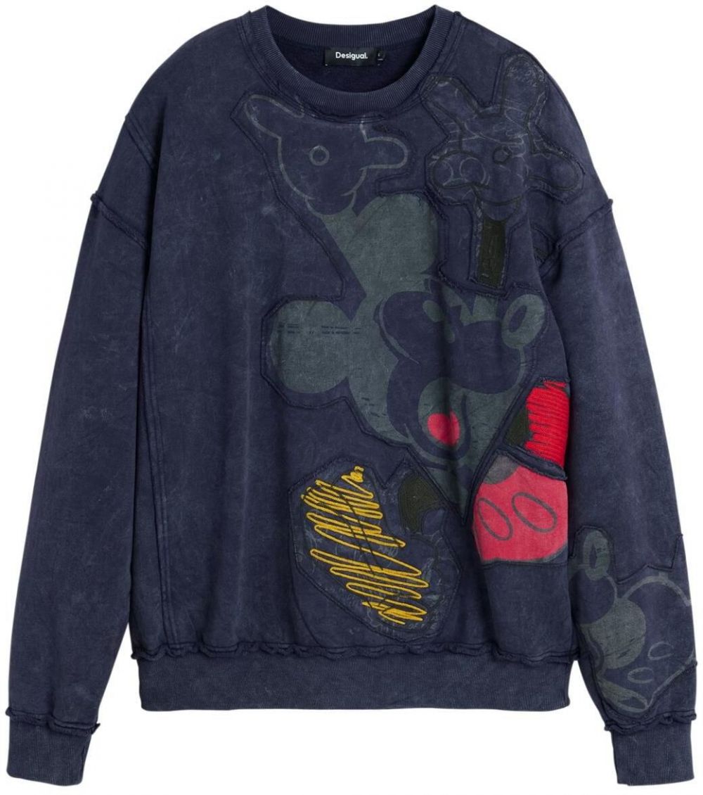 Desigual Mikina 'Mickey Mouse'  tmavomodrá / dymovo šedá