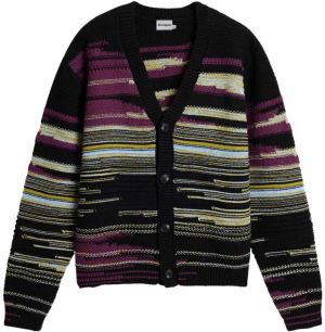 Desigual Kardigán  svetlomodrá / šafránová / černicová / čierna