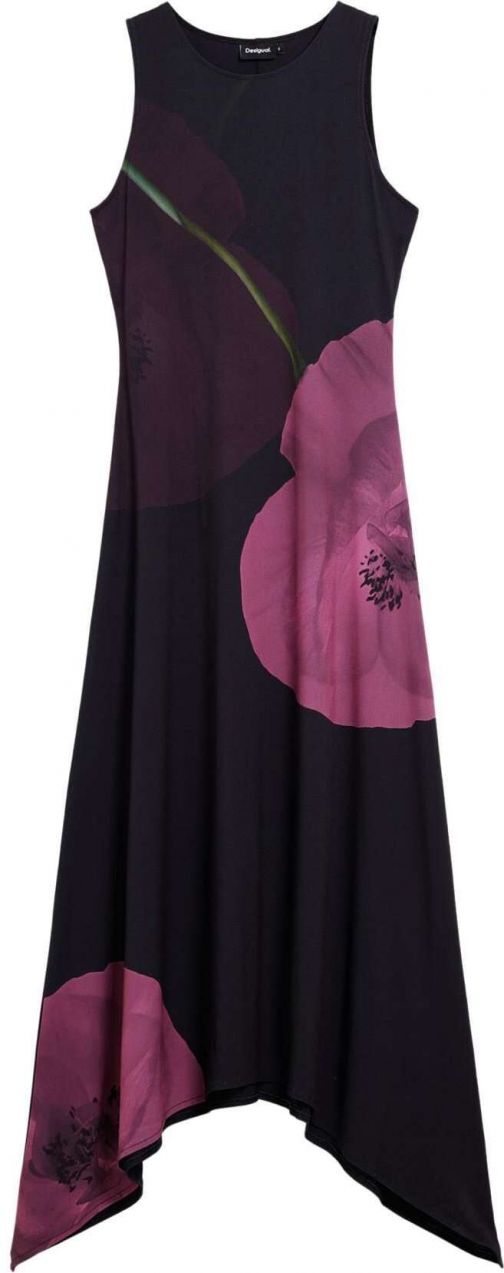 Desigual Šaty  tmavoružová / čierna