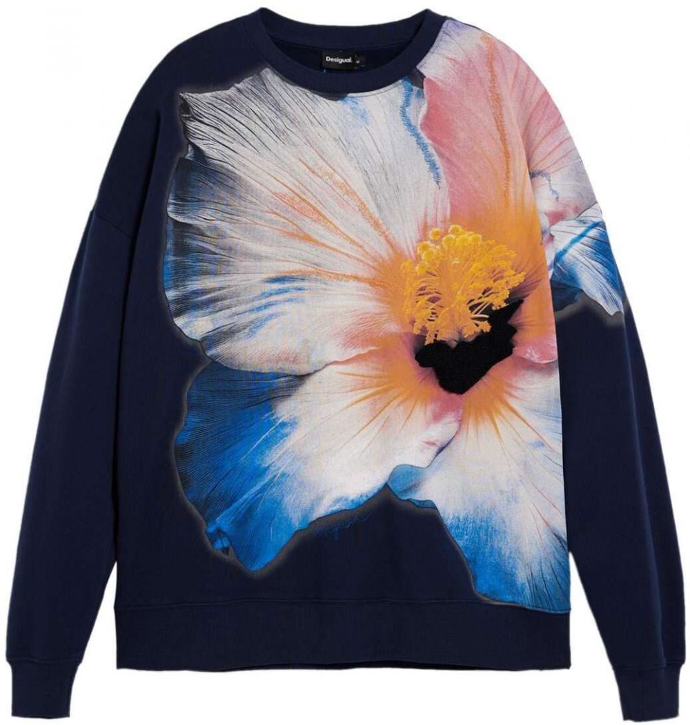 Desigual Mikina  námornícka modrá / azúrová / oranžová / malinová