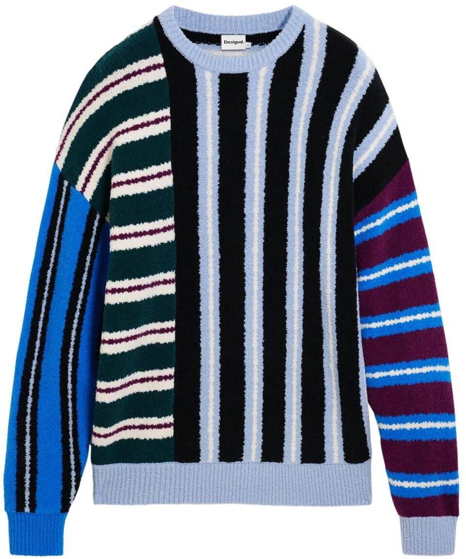 Desigual Sveter  kobaltovomodrá / svetlomodrá / vínovo červená / čierna