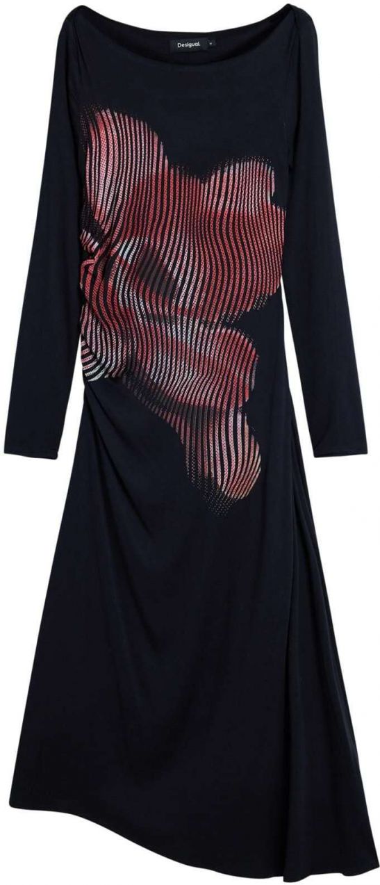 Desigual Šaty  grenadínová / čierna / vaječná škrupina