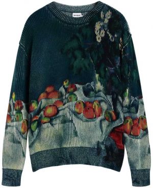 Desigual Sveter  modrozelená / modrosivá / petrolejová / mandarínková