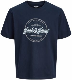 JACK & JONES Tričko 'JJEDover'  tmavomodrá / biela