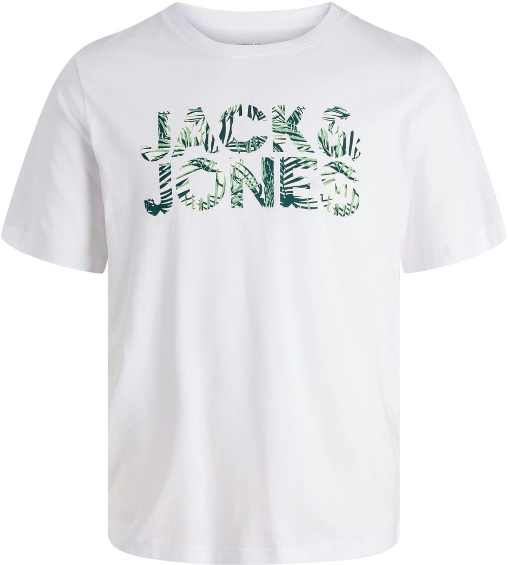 JACK & JONES Tričko 'JJEJEFF'  zelená / tmavozelená / biela / šedobiela