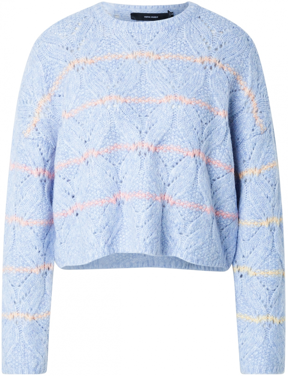 VERO MODA Sveter 'VMNew Hatty'  svetlomodrá / žltá / svetlozelená / pastelovo oranžová