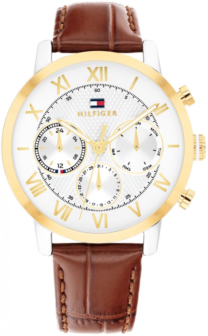 TOMMY HILFIGER Analógové hodinky 'OXFORD'  hnedá / zlatá / biela