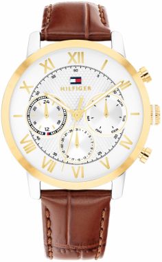 TOMMY HILFIGER Analógové hodinky 'OXFORD'  hnedá / zlatá / biela