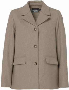 PIECES Prechodná bunda 'PCBianka'  tmavošedá / šedobiela