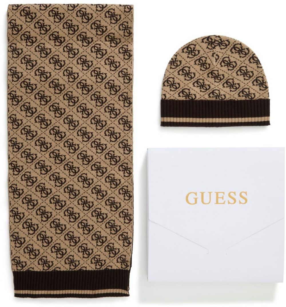 GUESS Čiapky  piesková / tmavohnedá