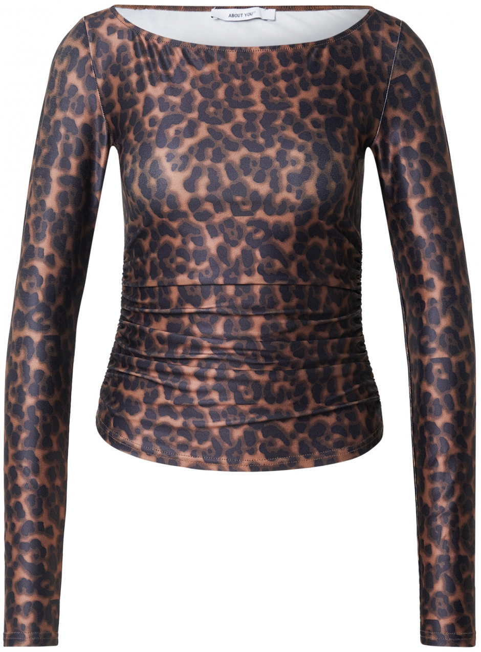 ABOUT YOU Tričko 'Joy'  hnedá / hnedá / čierna