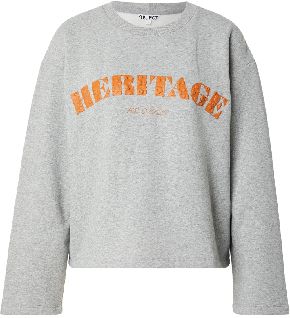 OBJECT Mikina 'OBJCAYA'  sivá melírovaná / homárová