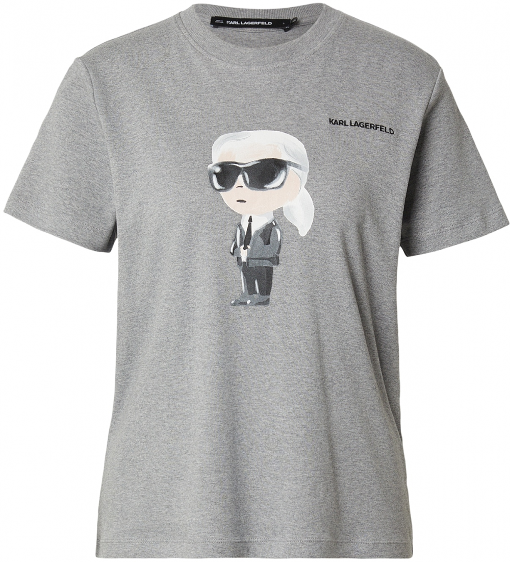 Karl Lagerfeld Tričko  svetlosivá / sivá melírovaná / čierna / prírodná biela