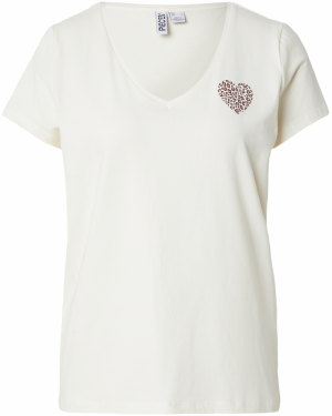 PIECES Tričko 'PCNEW BILLY'  béžová / hnedá / biela ako vlna