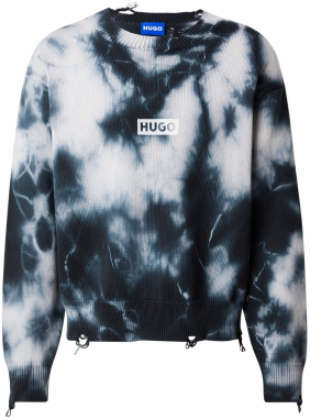 HUGO Sveter 'Sestroy'  modrozelená / svetlomodrá / čierna / biela