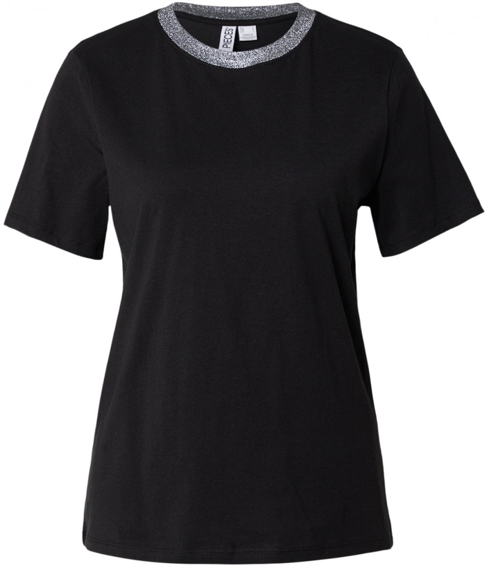 PIECES Tričko 'PCRIA'  čierna / strieborná