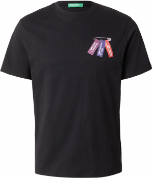 UNITED COLORS OF BENETTON Tričko  fialová / čierna / strieborná / biela