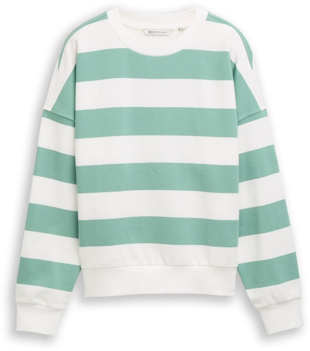 TOM TAILOR DENIM Mikina  trstinová / biela