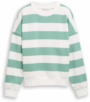 TOM TAILOR DENIM Mikina  trstinová / biela