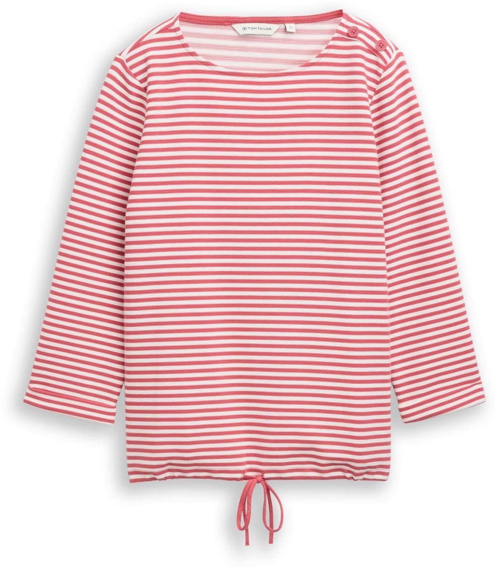 TOM TAILOR Tričko  malinová / šedobiela