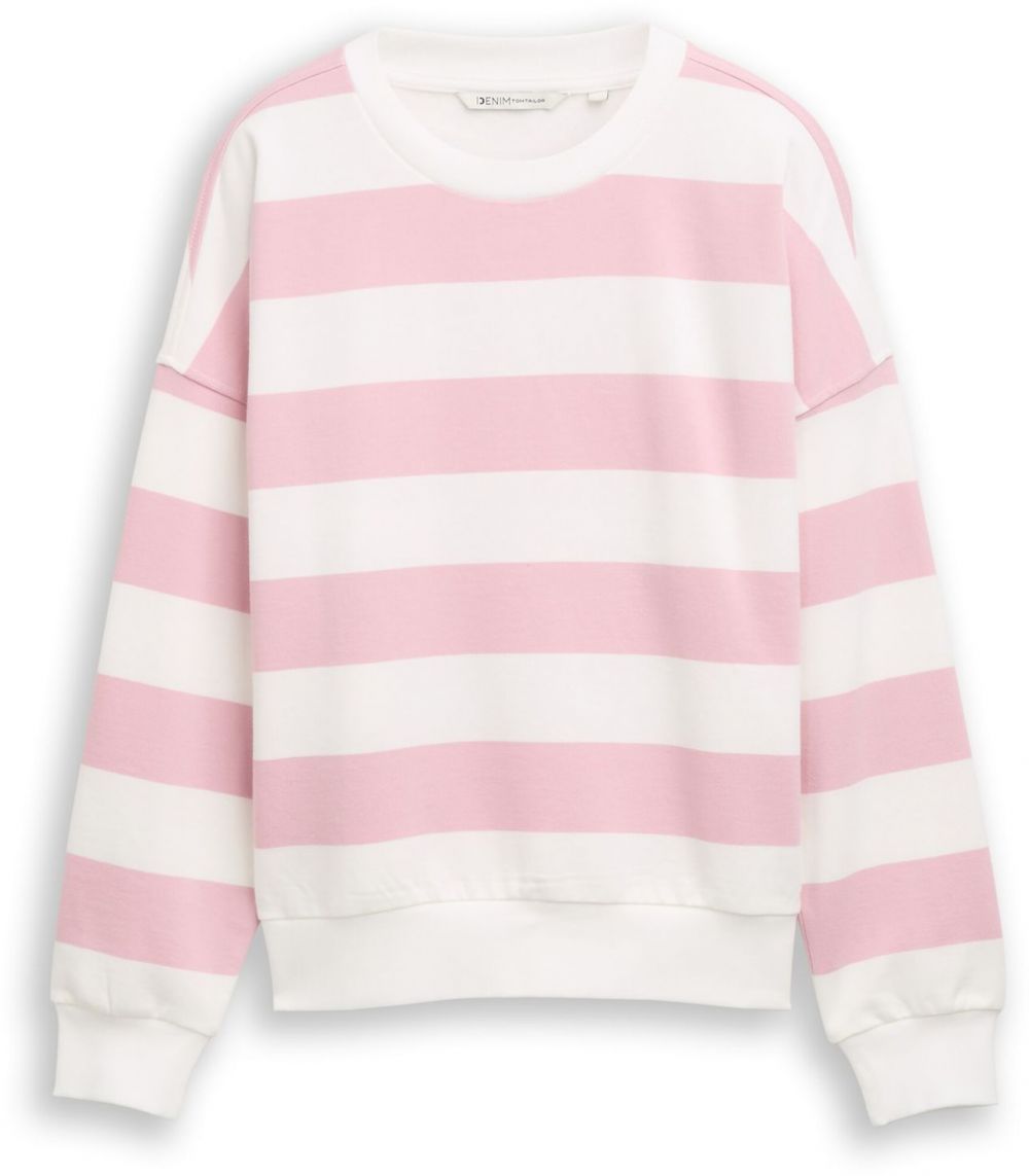 TOM TAILOR DENIM Mikina  ružová / biela