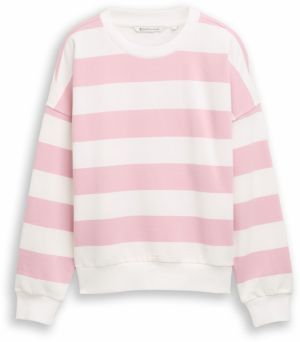 TOM TAILOR DENIM Mikina  ružová / biela