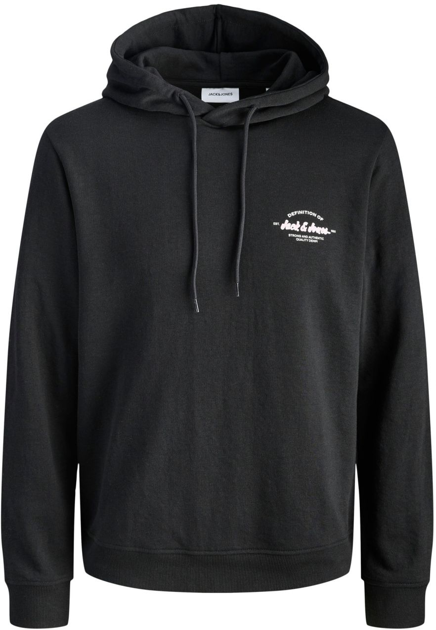 Jack & Jones Plus Mikina 'JJBRANDON'  čierna / biela