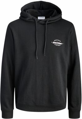 Jack & Jones Plus Mikina 'JJBRANDON'  čierna / biela