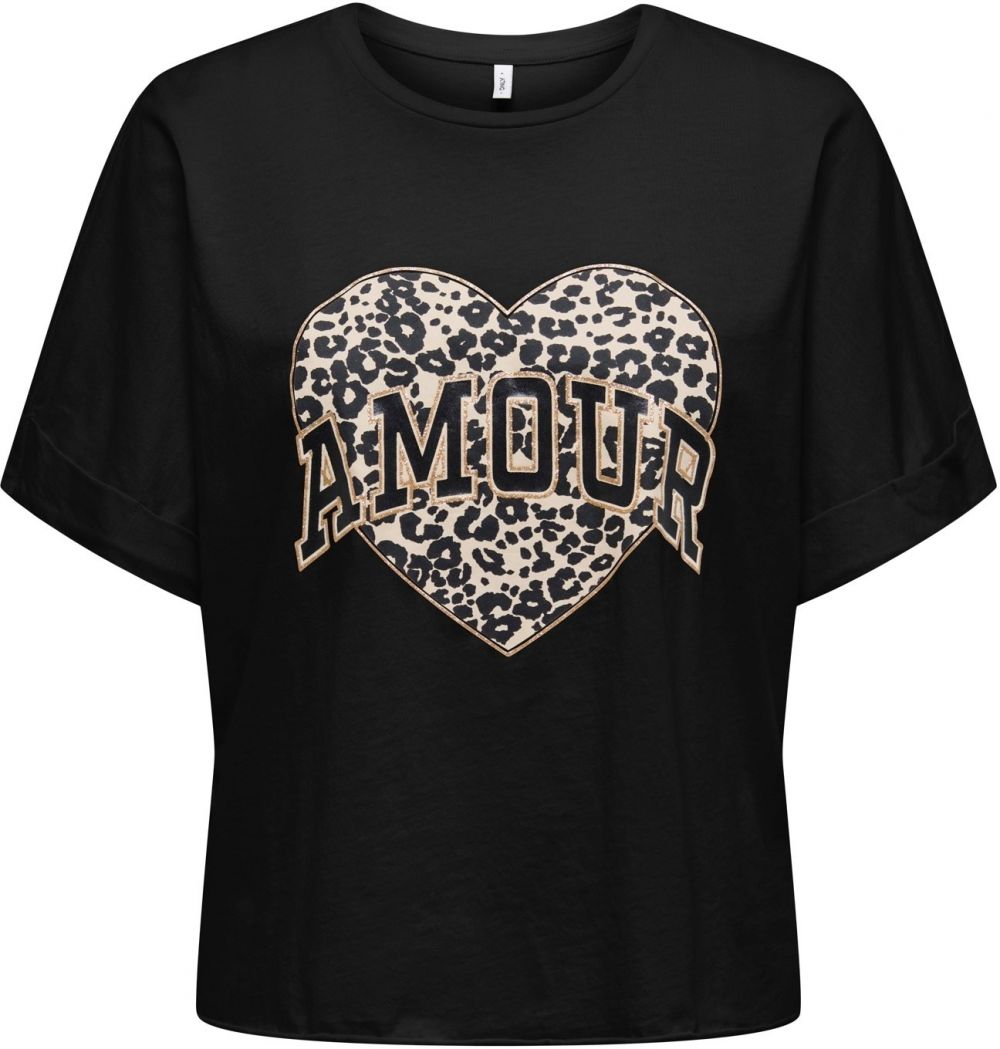 ONLY Tričko 'ONLLUCY'  béžová / zlatá / čierna