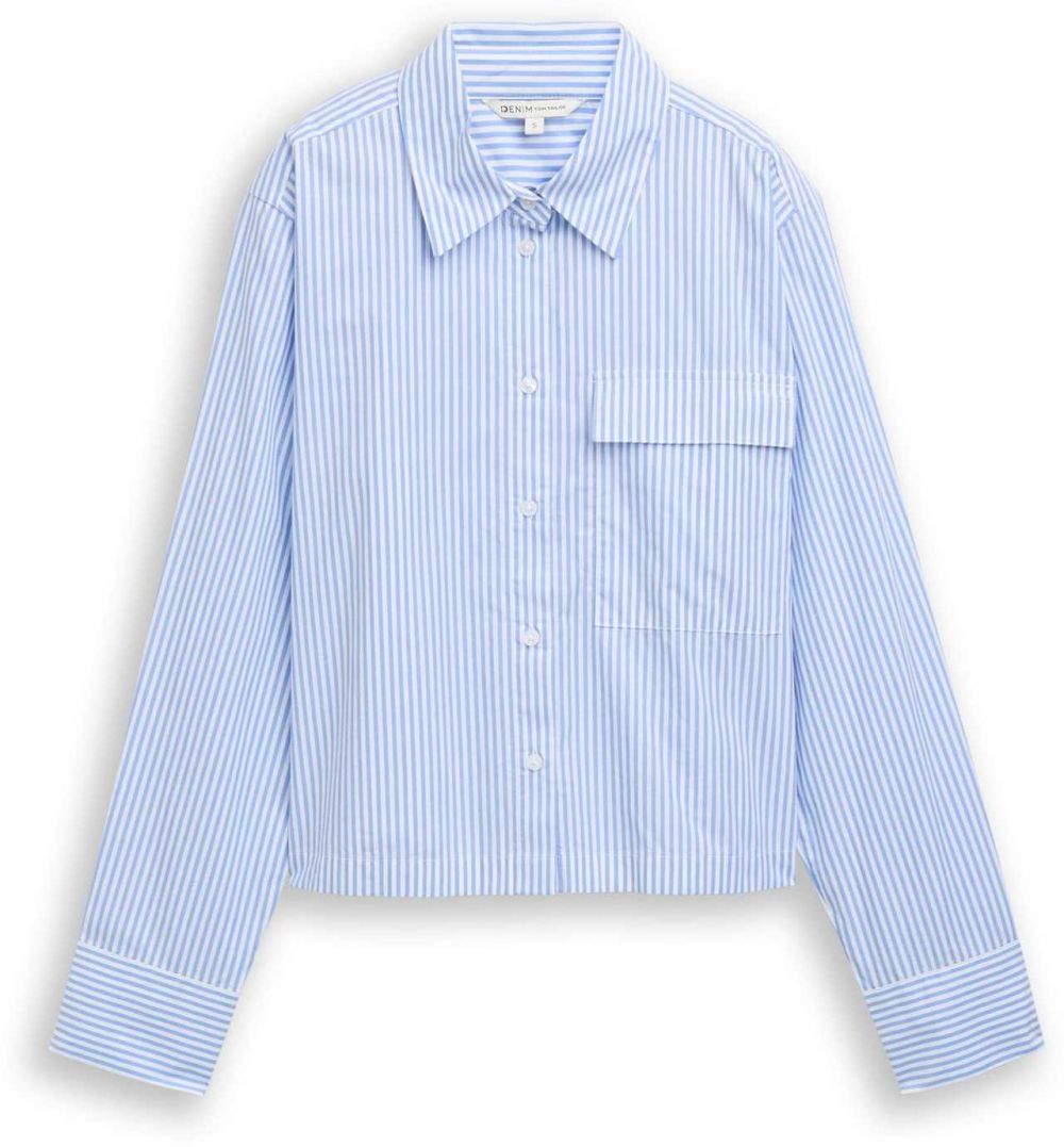 TOM TAILOR DENIM Blúzka  modrá / biela