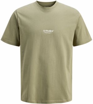 JACK & JONES Tričko 'JJESOHO'  olivová / biela