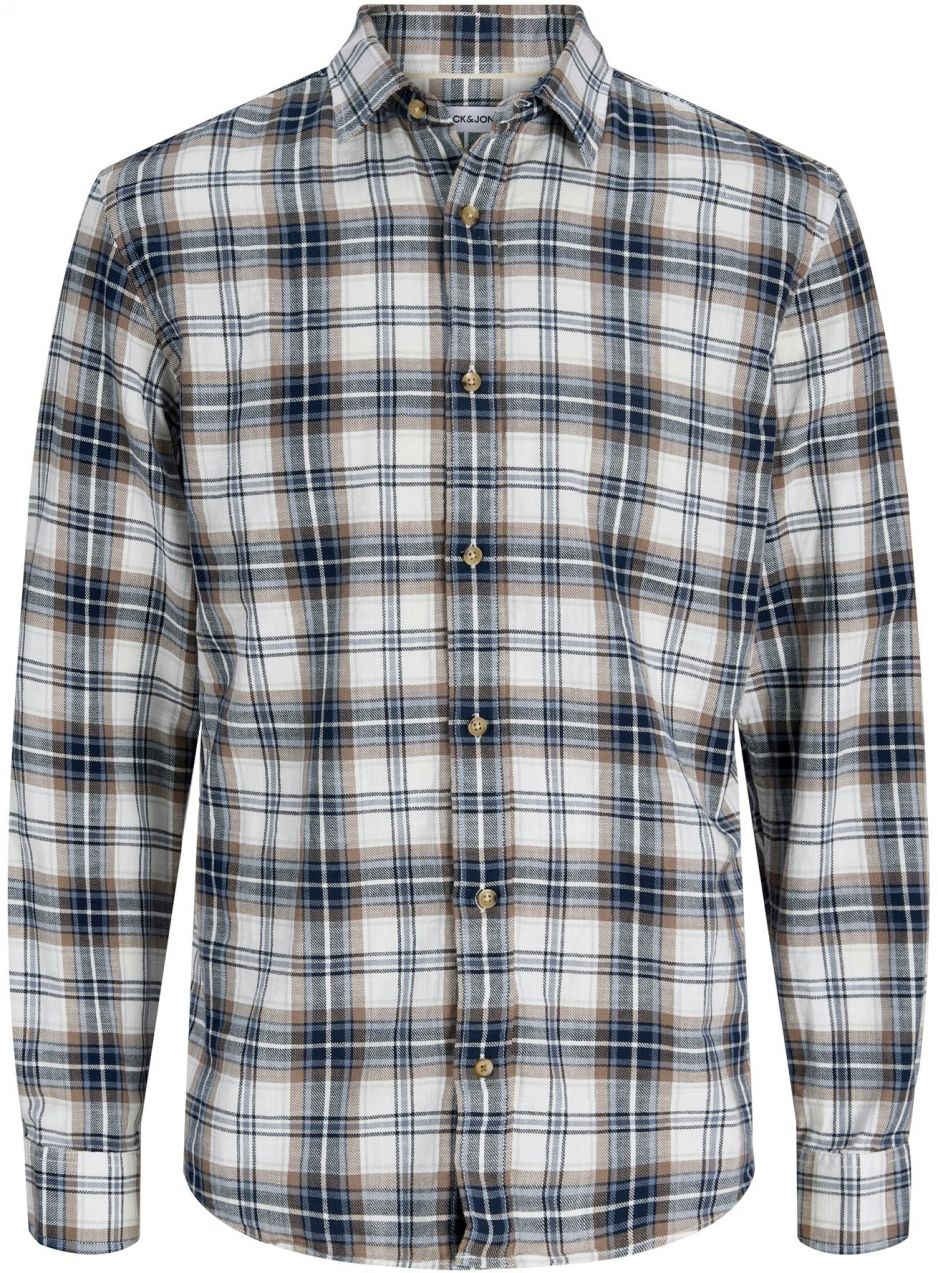 JACK & JONES Košeľa 'JJEDOVER'  svetlomodrá / tmavomodrá / hnedá / biela