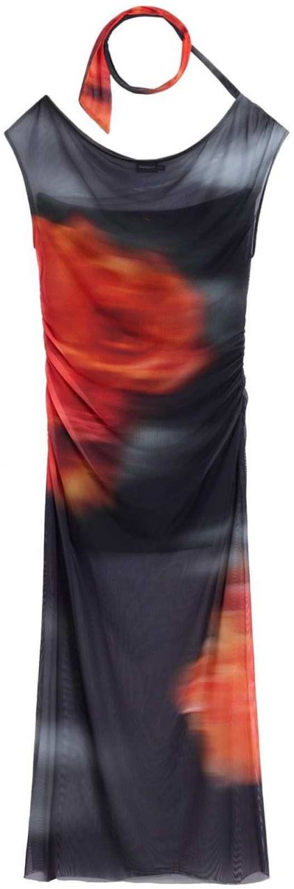 Desigual Šaty  oranžová / čierna