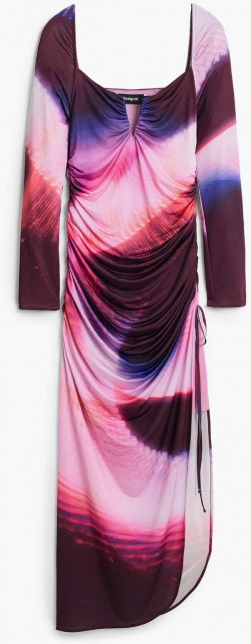 Desigual Šaty 'Midi'  fialová / černicová / ružová