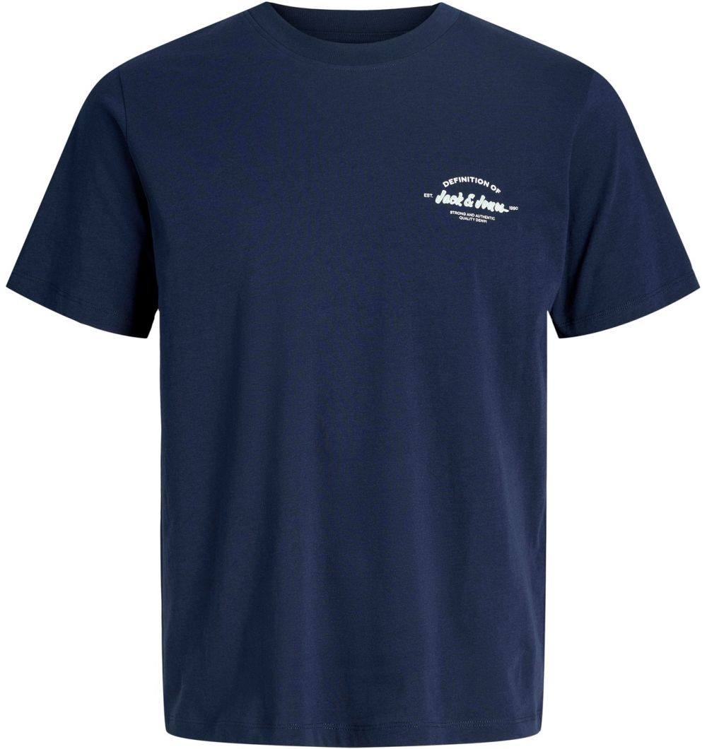 Jack & Jones Plus Tričko 'JJBRANDON'  tmavomodrá / biela
