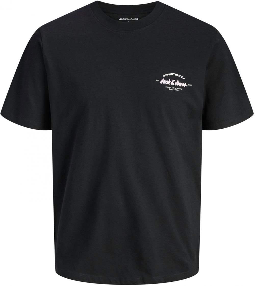Jack & Jones Plus Tričko 'JJBRANDON'  ružová / čierna / biela
