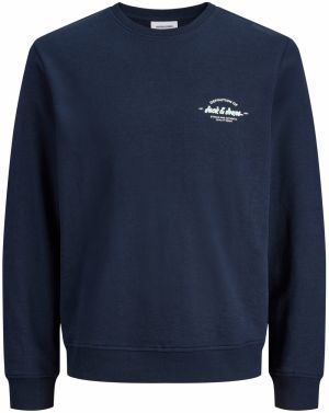 Jack & Jones Plus Mikina 'JJBRANDON'  námornícka modrá / vodová / biela