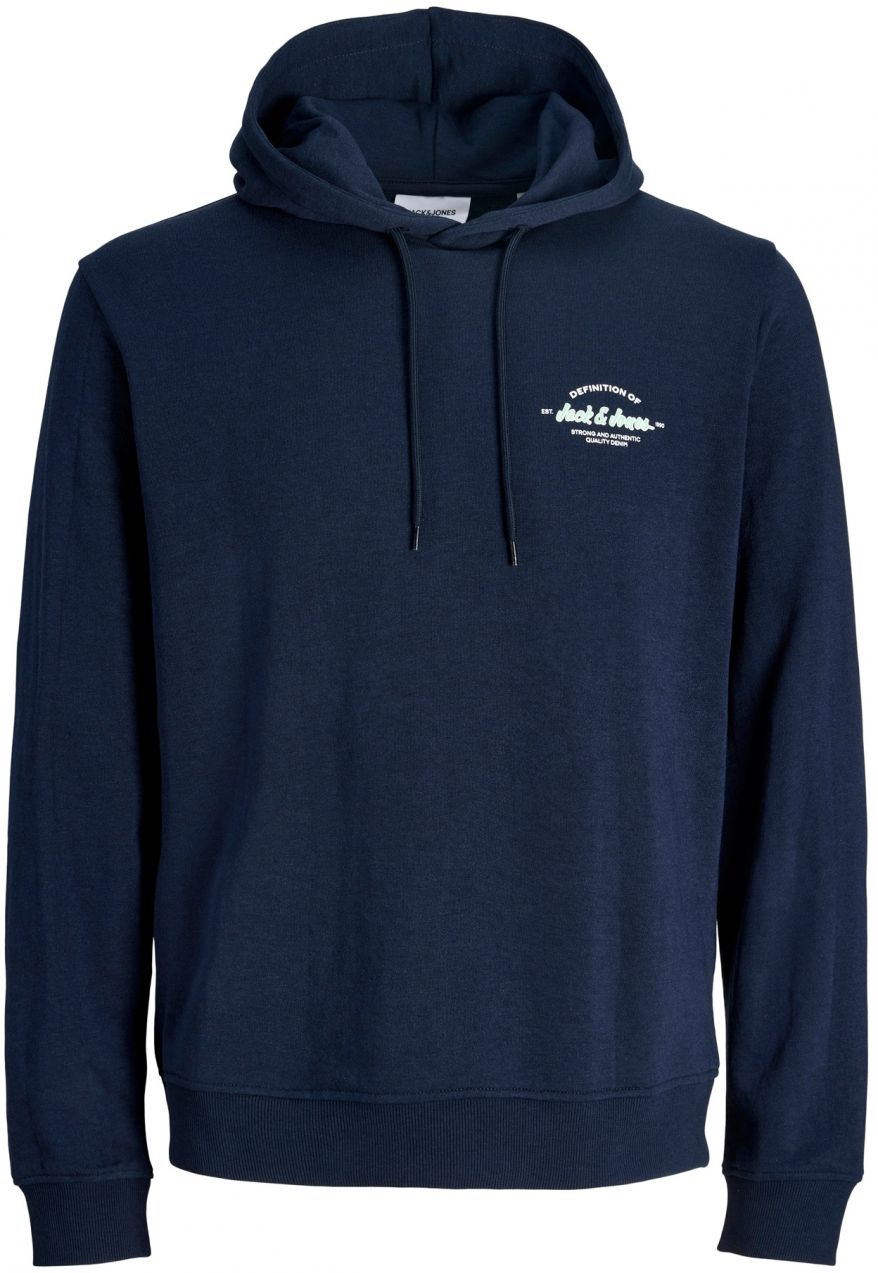 Jack & Jones Plus Mikina 'JJBRANDON'  námornícka modrá / svetlozelená / biela