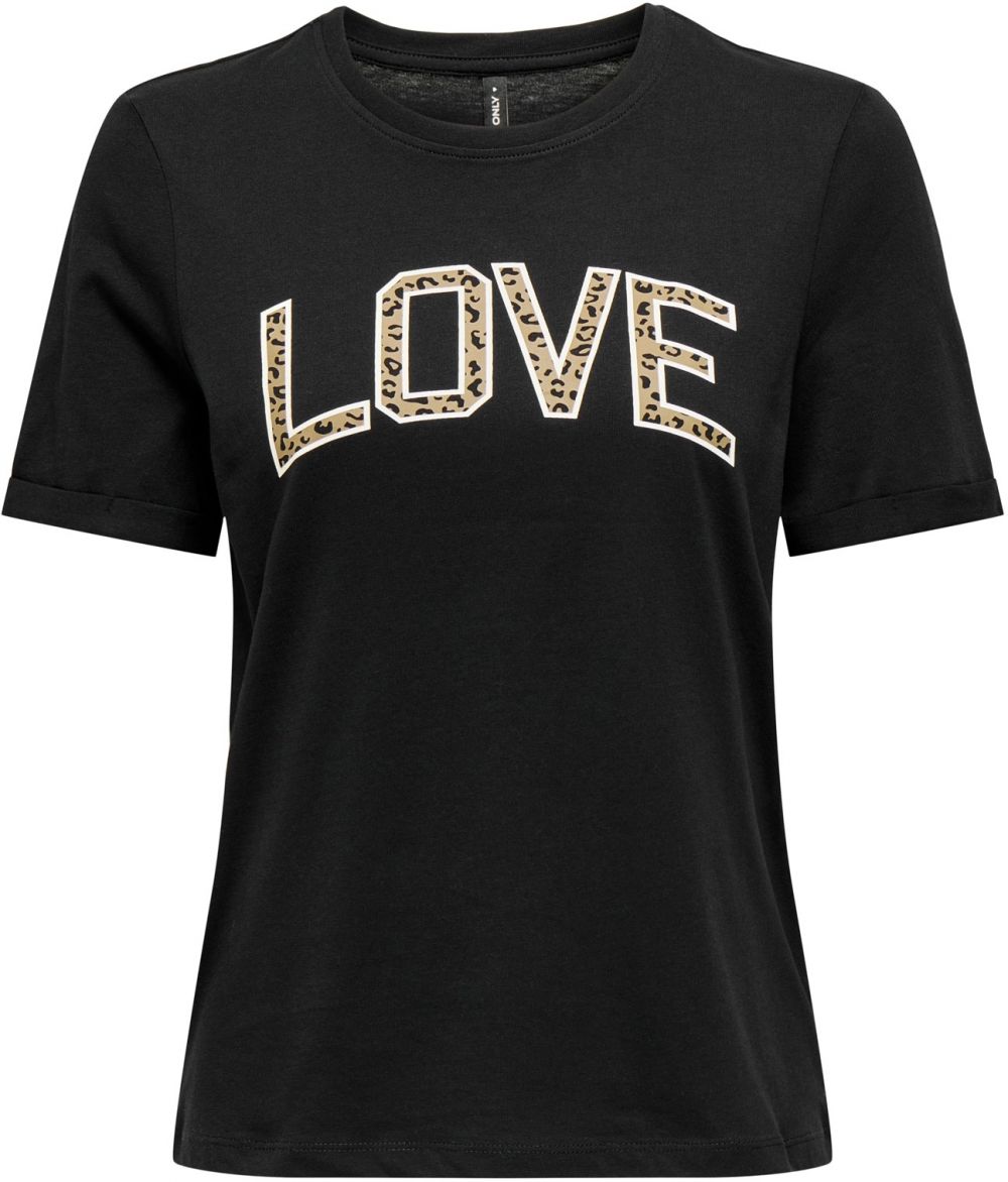 ONLY Tričko 'ONLLEA'  piesková / čierna / biela