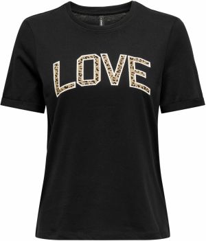 ONLY Tričko 'ONLLEA'  piesková / čierna / biela