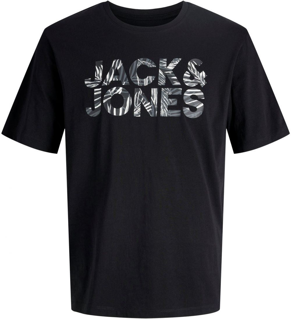 JACK & JONES Tričko 'JJEJEFF'  tmavosivá / čierna / biela